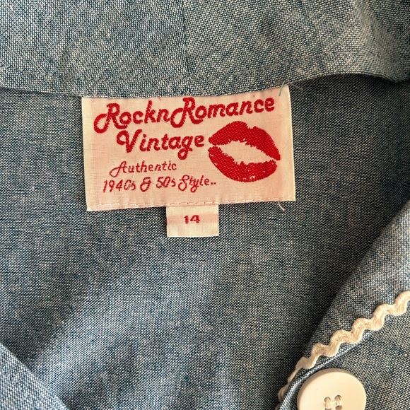 40s 50s Vintage Retro Style Blue Dress - Picture 3 of 3